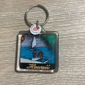 Vintage Hawaii Man & Women Boating Keychain